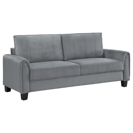 Davis Upholstered Rolled Arm Sofa Grey by Coaster at Eve Furniture