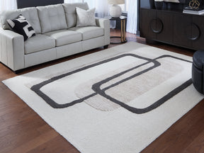 Davismour Ivory/Taupe/Charcoal Large Rug by Ashley at Eve Furniture