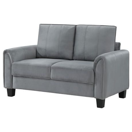 Davis Gray Upholstered Rolled Arm Loveseat by Coaster at Eve Furniture