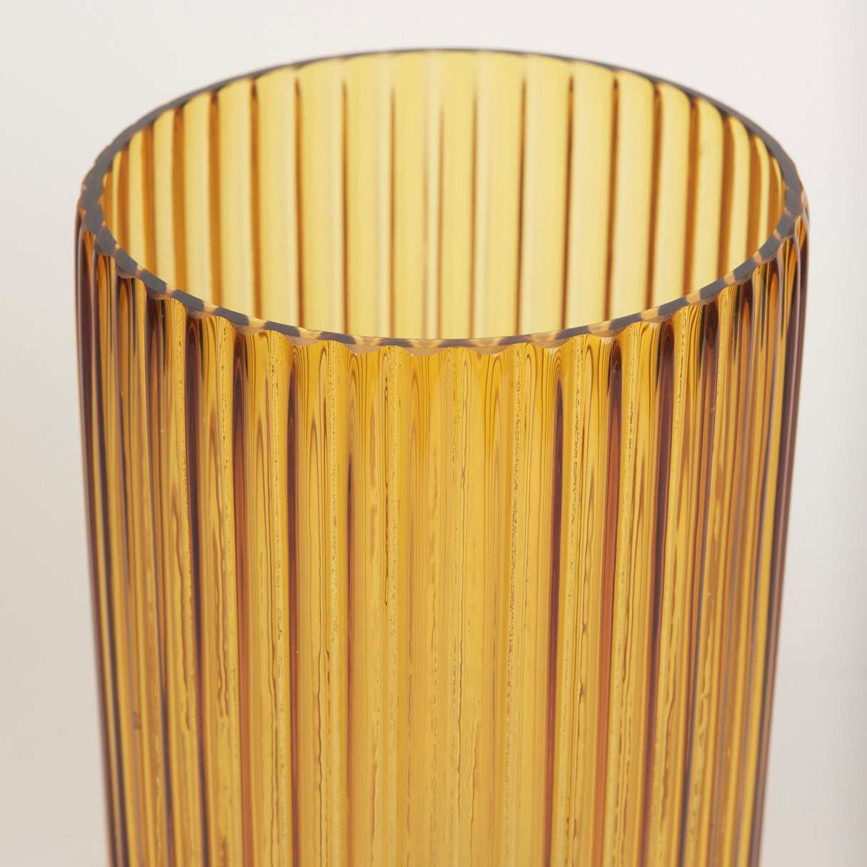 Dawn 11.4" Ribbed Amber Glass Vase by Mercana at Eve Furniture