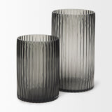 Dawn 11.4" Ribbed Smoke Gray Glass Vase by Mercana at Eve Furniture