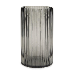 Dawn 11.4" Ribbed Smoke Gray Glass Vase by Mercana at Eve Furniture