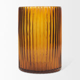 Dawn 8" Ribbed Amber Glass Vase by Mercana at Eve Furniture