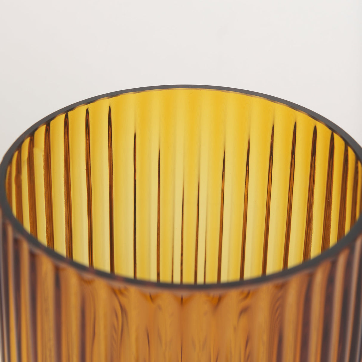 Dawn 8" Ribbed Amber Glass Vase by Mercana at Eve Furniture