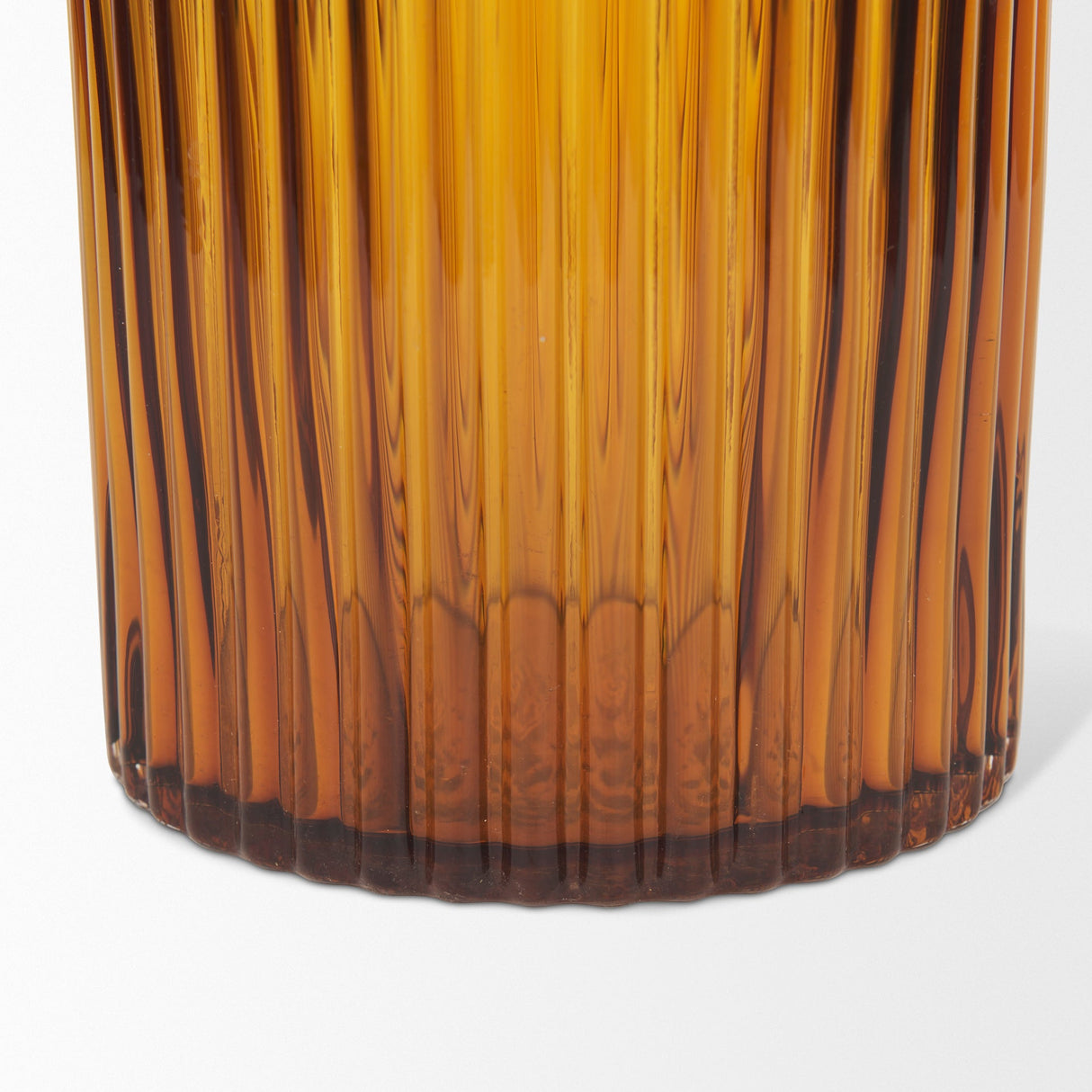 Dawn 8" Ribbed Amber Glass Vase by Mercana at Eve Furniture