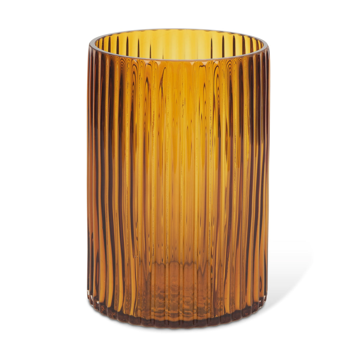 Dawn 8" Ribbed Amber Glass Vase by Mercana at Eve Furniture