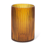 Dawn 8" Ribbed Amber Glass Vase by Mercana at Eve Furniture