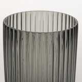 Dawn 8" Ribbed Smoke Gray Glass Vase by Mercana at Eve Furniture