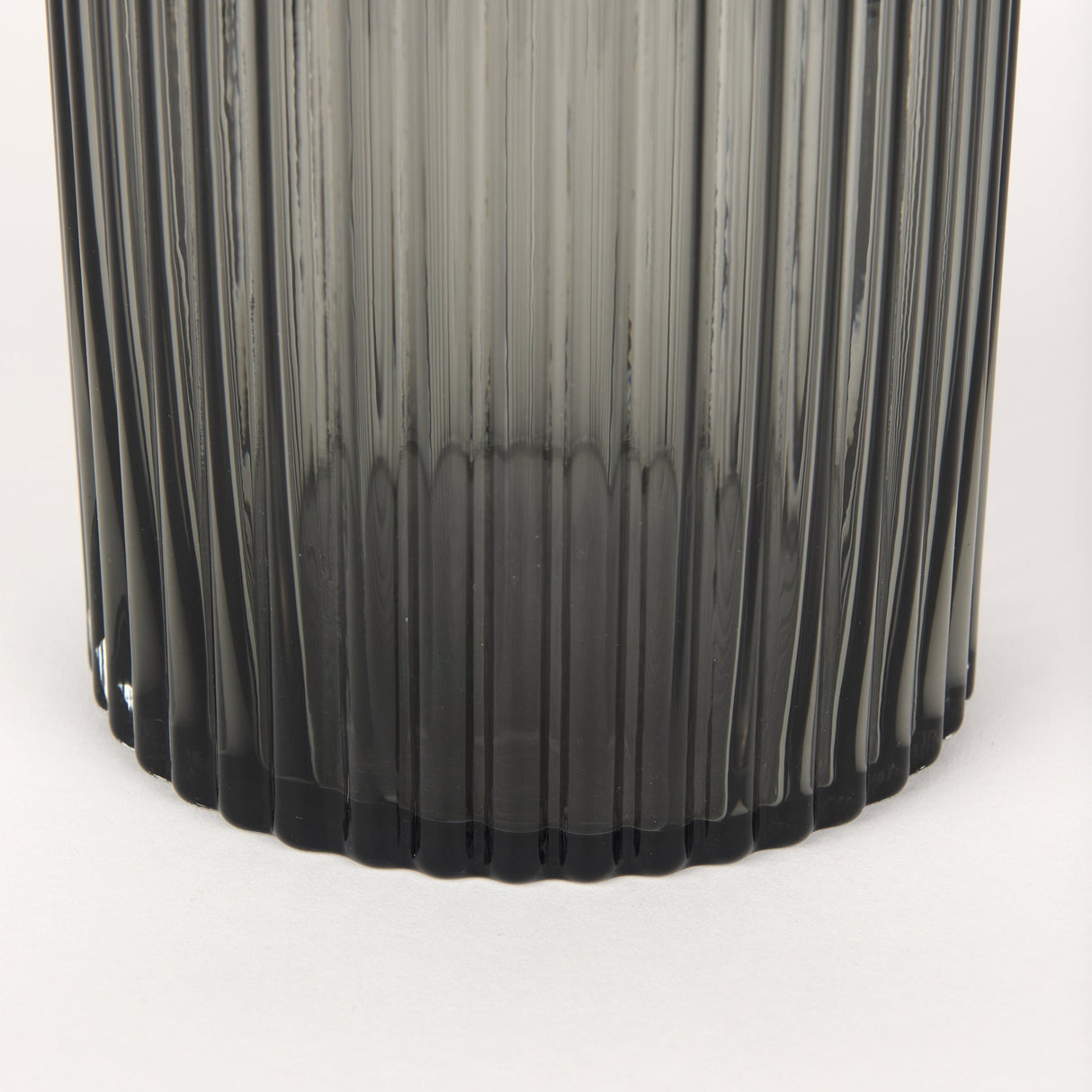 Dawn 8" Ribbed Smoke Gray Glass Vase by Mercana at Eve Furniture