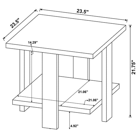 Dawn Mango Square Engineered Wood End Table With Shelf by Coaster at Eve Furniture