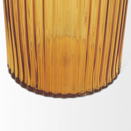 Dawn Ribbed Amber Glass Vase by Mercana at Eve Furniture