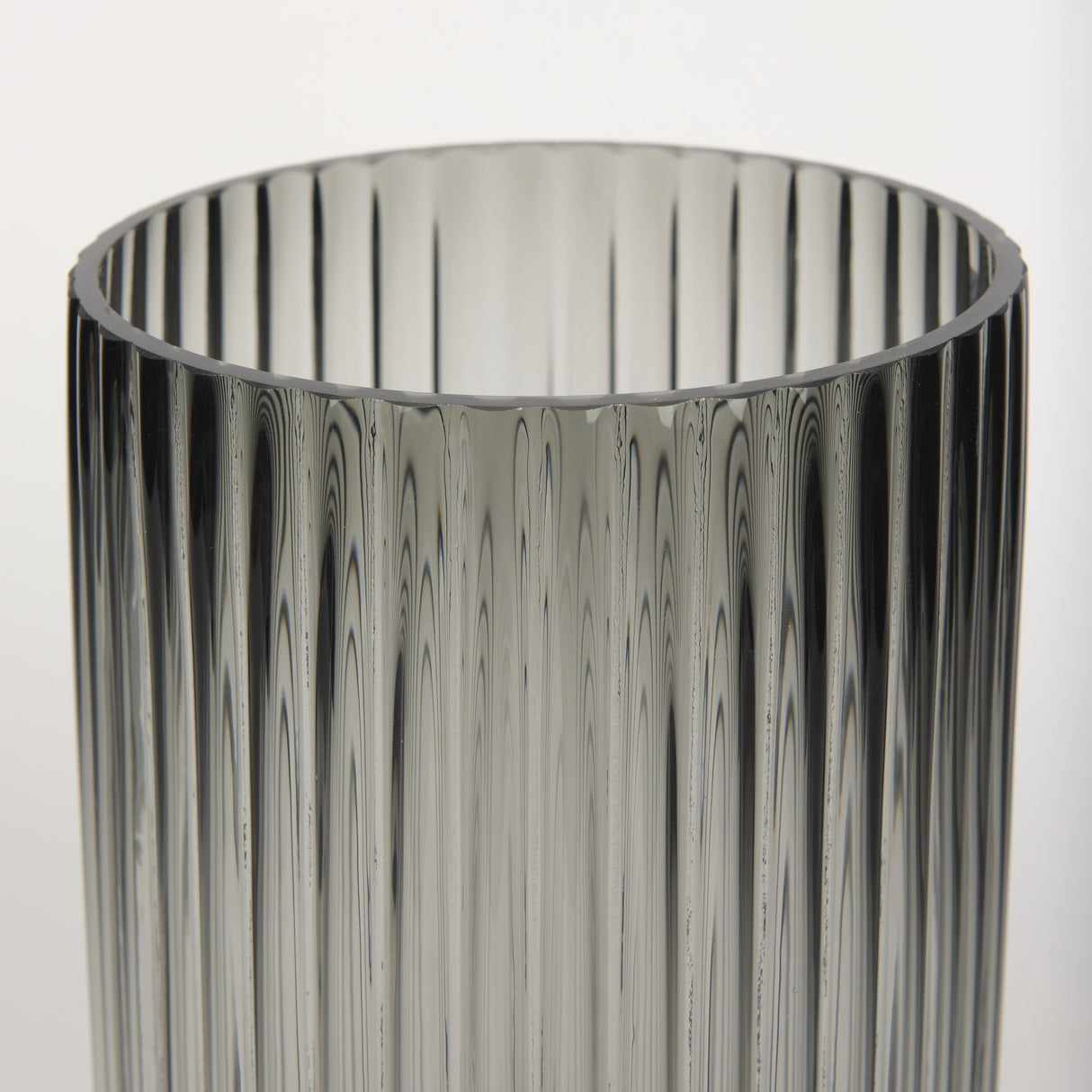 Dawn Ribbed Smoke Gray Glass Vase by Mercana at Eve Furniture