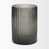 Dawn Ribbed Smoke Gray Glass Vase by Mercana at Eve Furniture