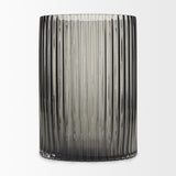 Dawn Ribbed Smoke Gray Glass Vase by Mercana at Eve Furniture