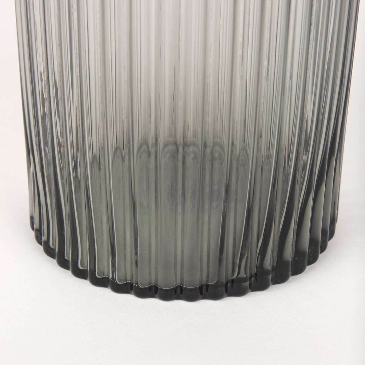 Dawn Ribbed Smoke Gray Glass Vase by Mercana at Eve Furniture
