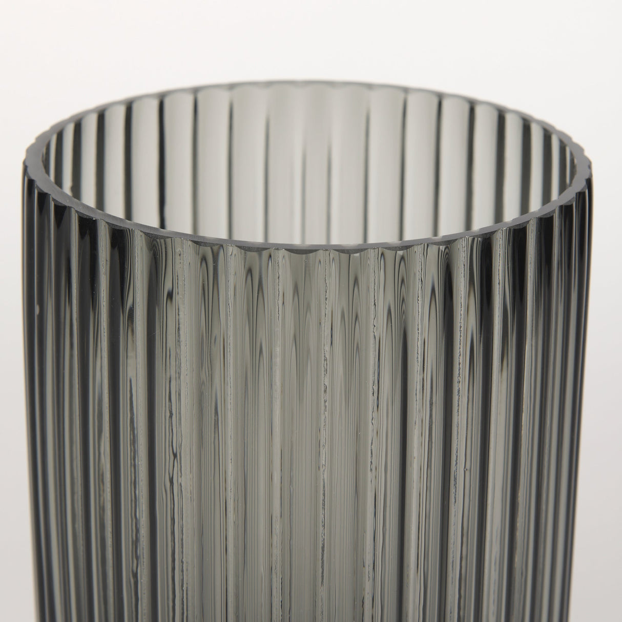 Dawn Ribbed Smoke Gray Glass Vase by Mercana at Eve Furniture