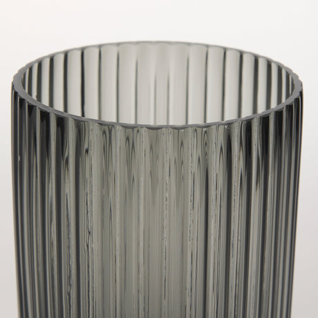 Dawn Ribbed Smoke Gray Glass Vase by Mercana at Eve Furniture
