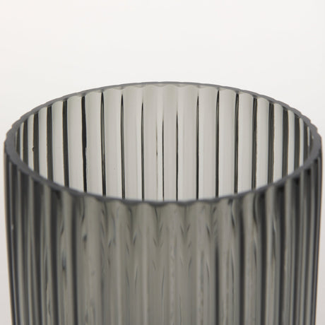 Dawn Ribbed Smoke Gray Glass Vase by Mercana at Eve Furniture