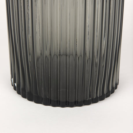 Dawn Ribbed Smoke Gray Glass Vase by Mercana at Eve Furniture