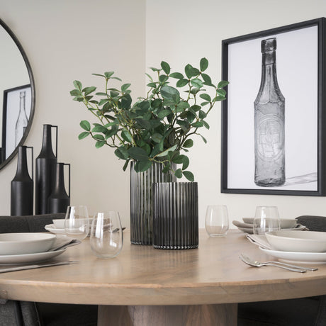 Dawn Ribbed Smoke Gray Glass Vase by Mercana at Eve Furniture