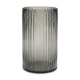 Dawn Ribbed Smoke Gray Glass Vase by Mercana at Eve Furniture