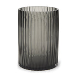 Dawn Ribbed Smoke Gray Glass Vase by Mercana at Eve Furniture