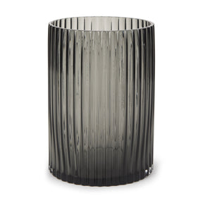 Dawn Ribbed Smoke Gray Glass Vase by Mercana at Eve Furniture