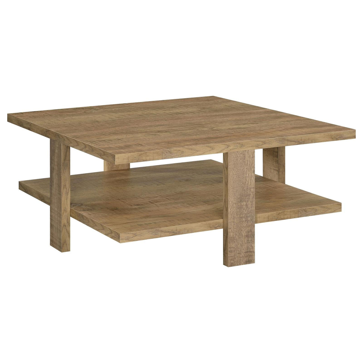 Dawn Square Engineered Wood Coffee Table With Shelf Mango