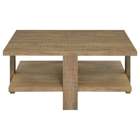 Dawn Square Engineered Wood Coffee Table With Shelf Mango