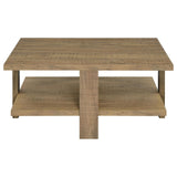 Dawn Square Engineered Wood Coffee Table With Shelf Mango by Coaster at Eve Furniture