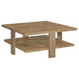 Dawn Square Engineered Wood Coffee Table With Shelf Mango by Coaster at Eve Furniture