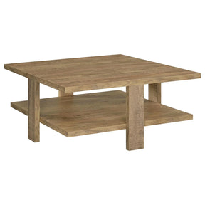 Dawn Square Engineered Wood Coffee Table With Shelf Mango by Coaster at Eve Furniture