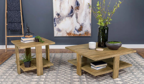 Dawn Square Engineered Wood Coffee Table With Shelf Mango by Coaster at Eve Furniture