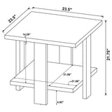 Dawn Square Engineered Wood End Table With Shelf Mango