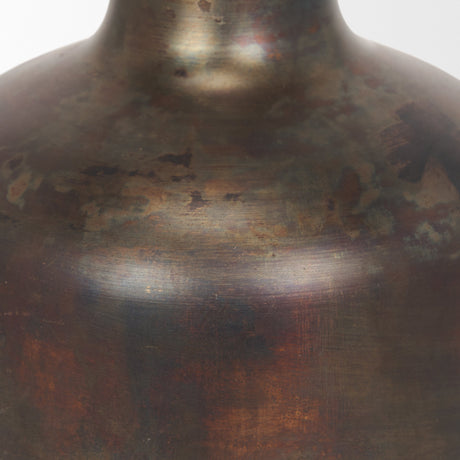 Daya Medium Antiqued Gold Metal Vase by Mercana at Eve Furniture