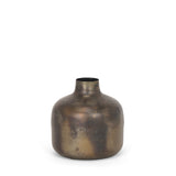 Daya Short Antiqued Gold Metal Vase by Mercana at Eve Furniture
