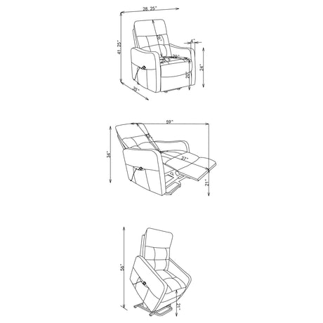 Dayes Light Grey Upholstered Power Lift Recliner Chair by Coaster at Eve Furniture