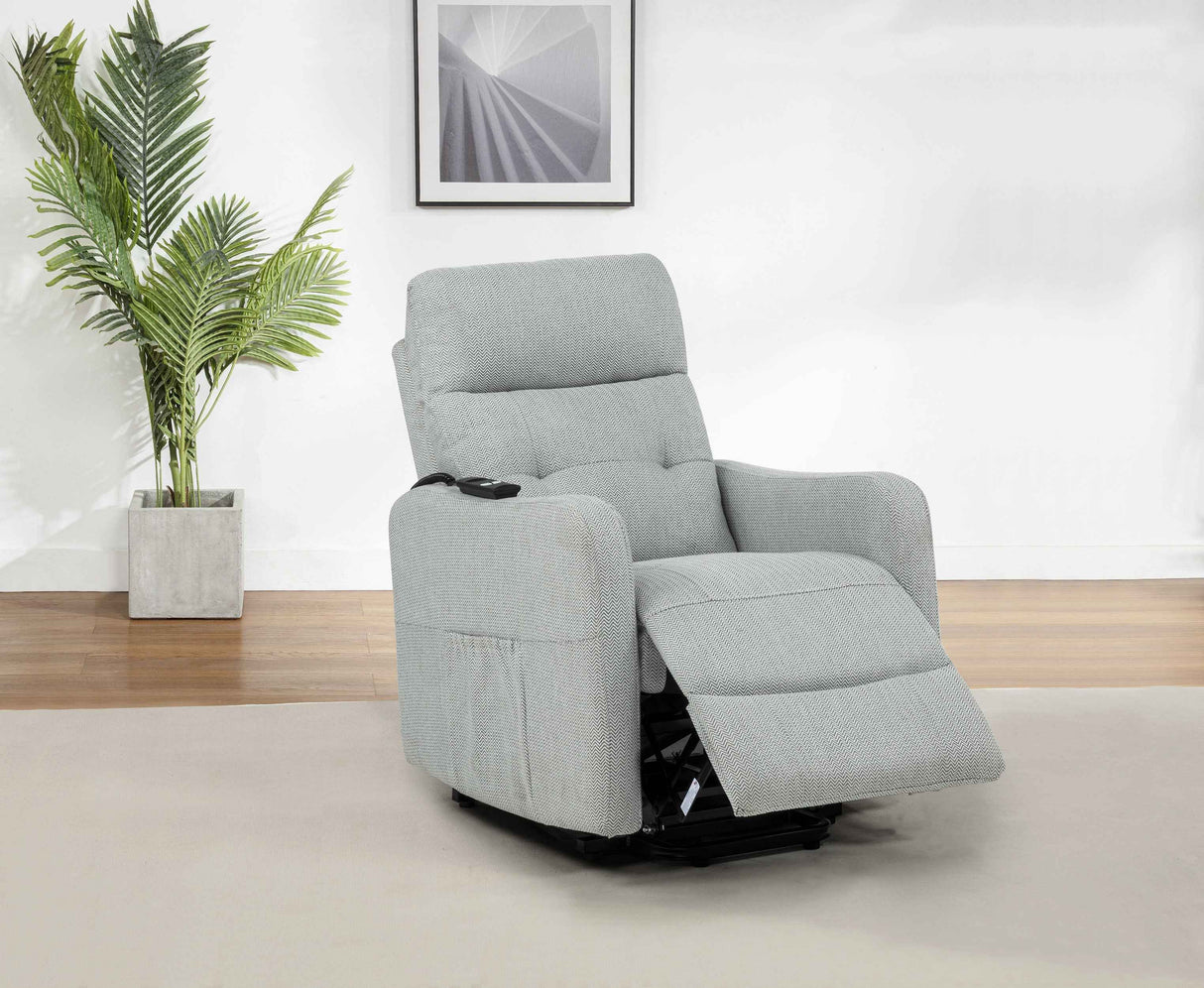 Dayes Light Grey Upholstered Power Lift Recliner Chair by Coaster at Eve Furniture