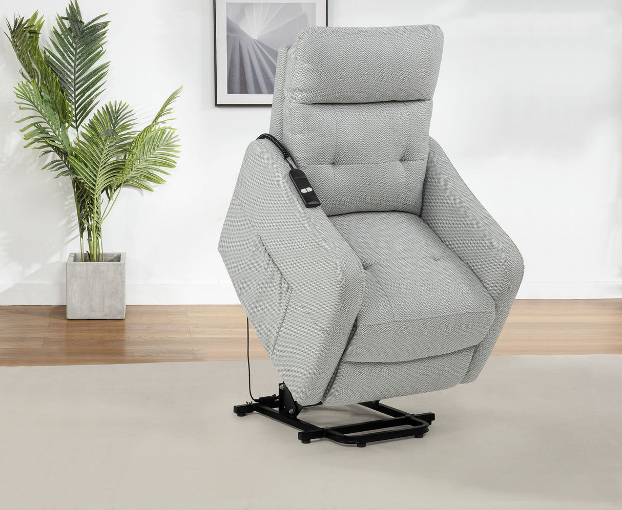 Dayes Light Grey Upholstered Power Lift Recliner Chair by Coaster at Eve Furniture