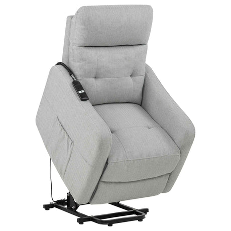 Dayes Light Grey Upholstered Power Lift Recliner Chair by Coaster at Eve Furniture