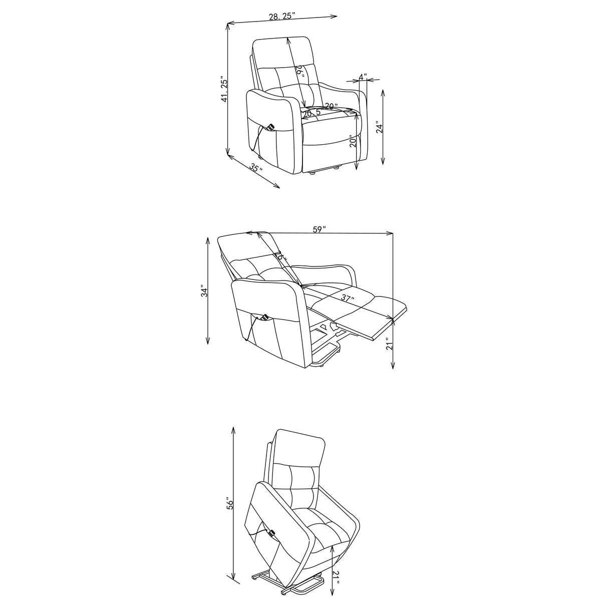 Dayes Taupe Upholstered Power Lift Recliner Chair by Coaster at Eve Furniture