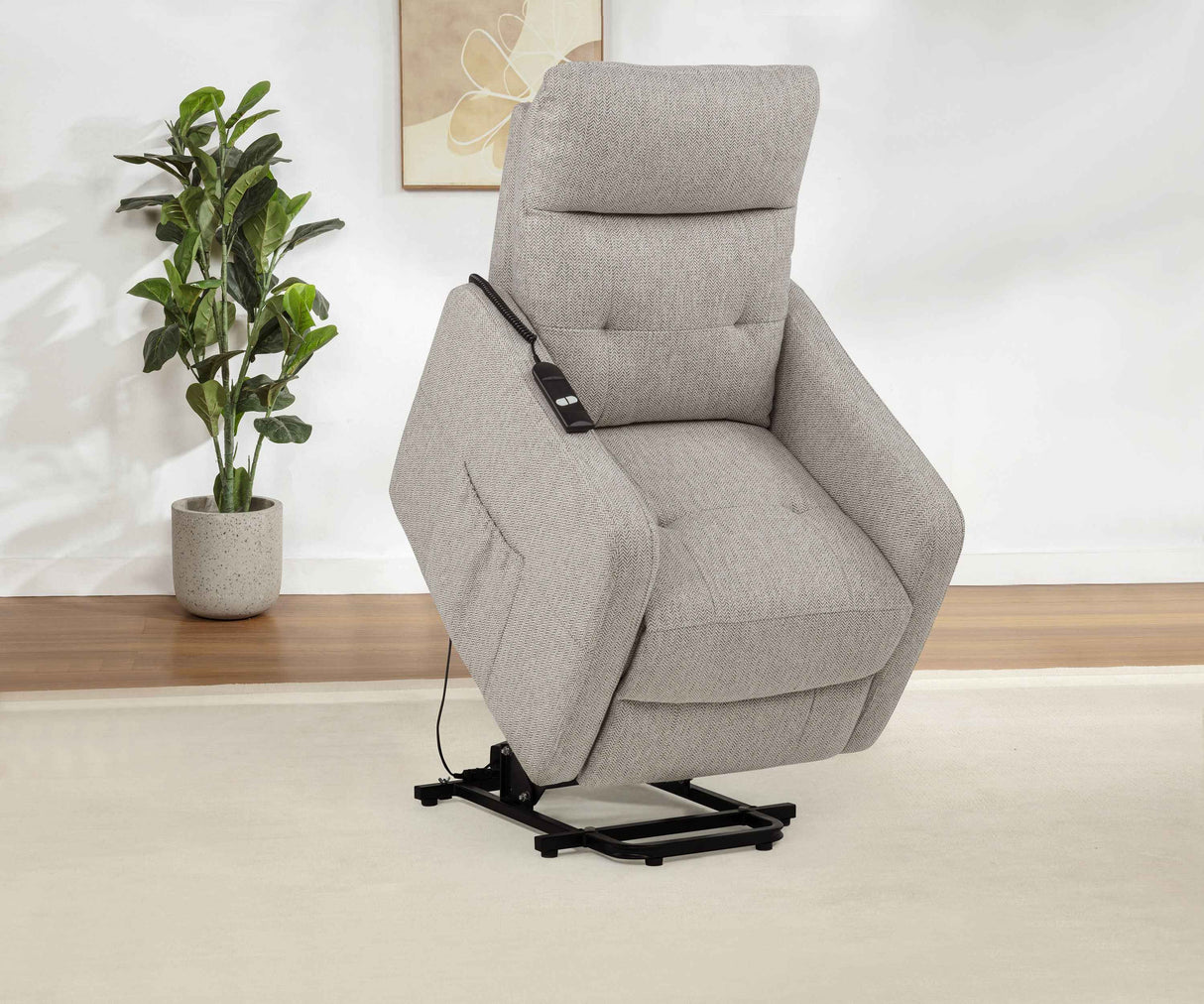 Dayes Taupe Upholstered Power Lift Recliner Chair by Coaster at Eve Furniture
