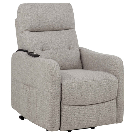 Dayes Taupe Upholstered Power Lift Recliner Chair by Coaster at Eve Furniture