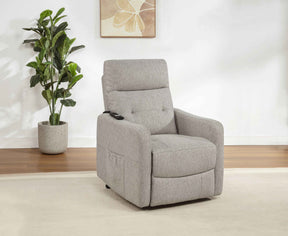 Dayes Taupe Upholstered Power Lift Recliner Chair by Coaster at Eve Furniture