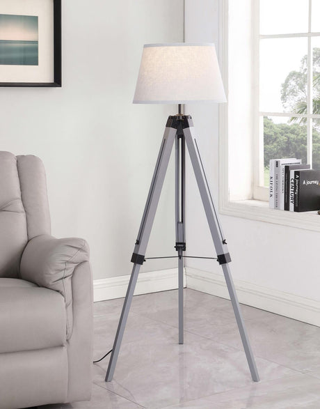 Dayton Gray Adjustable Empire Shade Tripod Floor Lamp by Coaster at Eve Furniture