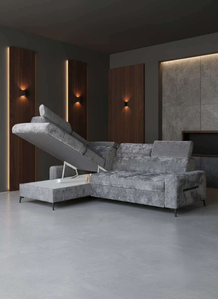 Daytona sectional w/ bed & Storage by ESF Furniture at Eve Furniture