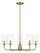 Dazzle Five Lights Chandelier With Clear Seeded Glass -Satin Brass by Ashcroft Furniture at Eve Furniture