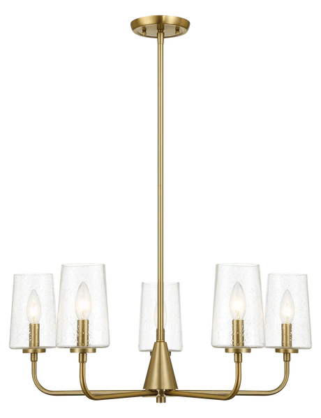 Dazzle Five Lights Chandelier With Clear Seeded Glass -Satin Brass by Ashcroft Furniture at Eve Furniture