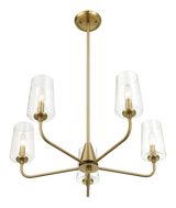 Dazzle Five Lights Chandelier With Clear Seeded Glass -Satin Brass by Ashcroft Furniture at Eve Furniture