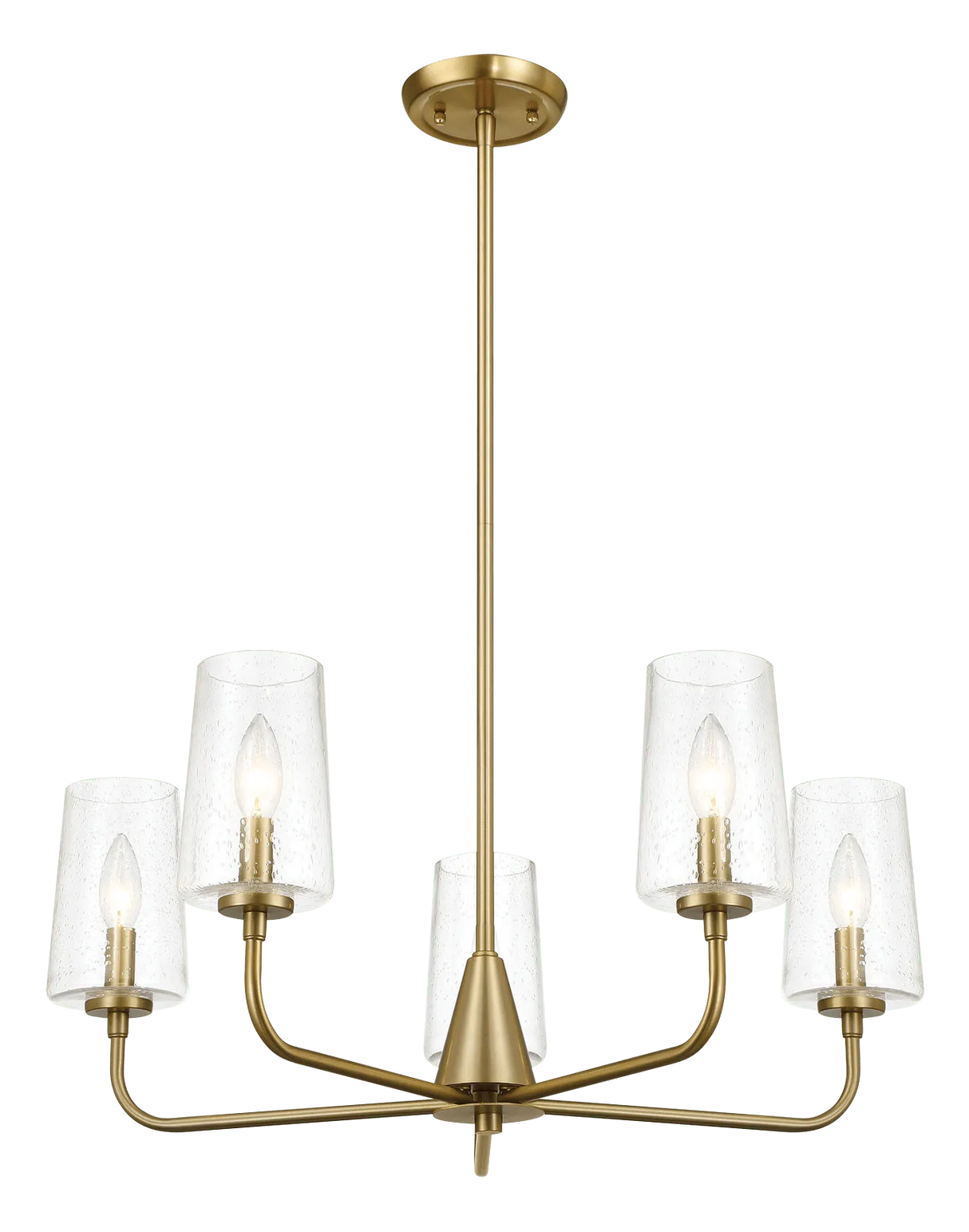 Dazzle Five Lights Chandelier With Clear Seeded Glass -Satin Brass by Ashcroft Furniture at Eve Furniture